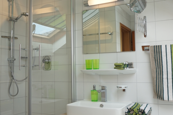 Bad mit Dusche und Wanne sowie WC
