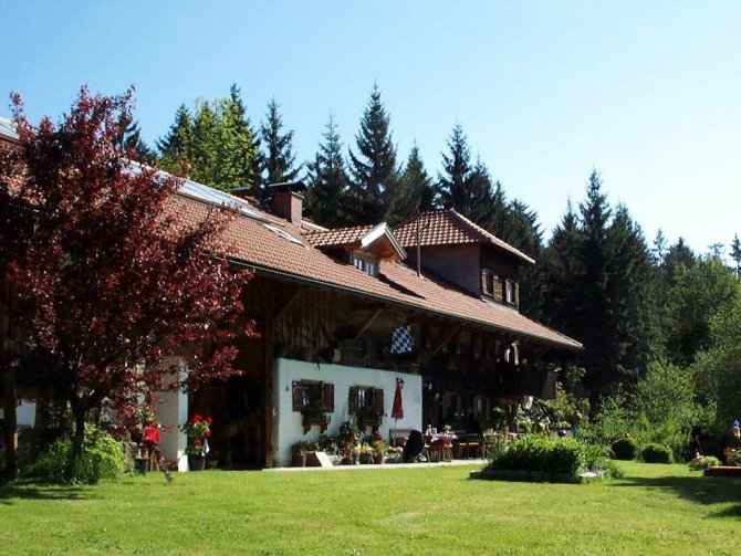 Ferienwohnungen Berghof Steinbauer | Berghof - Ansicht von der Südseite mit einem kleinen Teil der Spiel- und Liegewiese