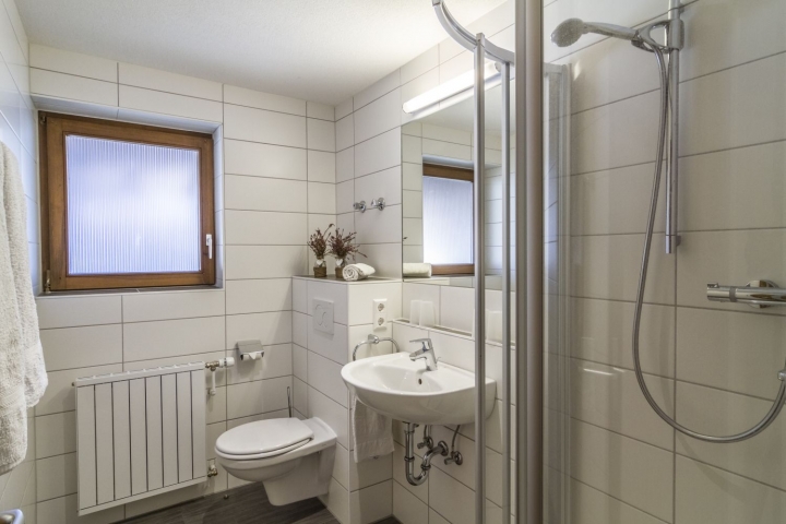 Wohnungsbeispiel: Badezimmer mit Dusche und WC