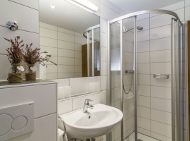 Wohnungsbeispiel: Badezimmer mit Dusche und WC