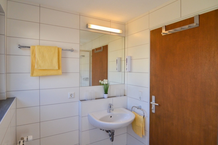 Wohnungsbeispiel: Badezimmer mit Dusche und WC