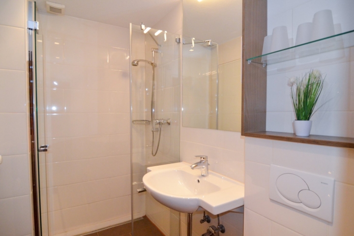 Wohnungsbeispiel: Badezimmer mit Dusche und WC