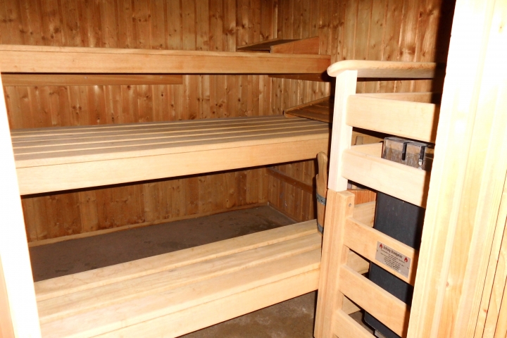 Blick in die kostenfreie Trockensauna