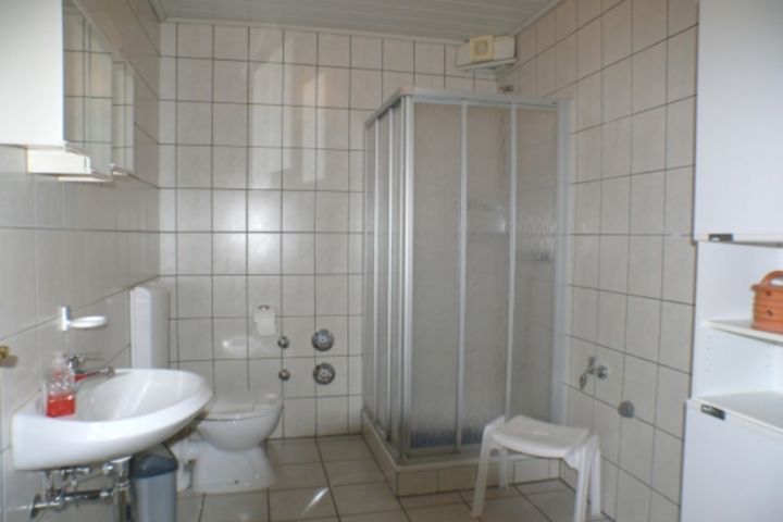 Erdgeschoß links
Bad mit Dusche/WC Waschbecken
