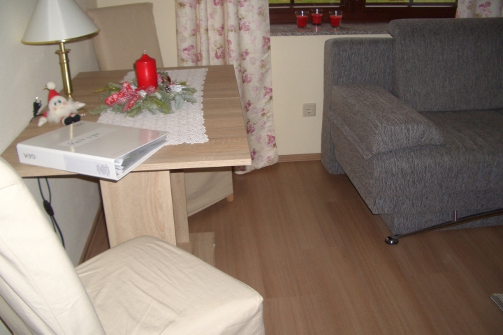 Wohnzimmer mit Bettcouch für Aufbettung/Schlaraffia