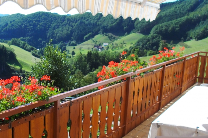 Balkon mit Markise Ferienwohnung 1 mit Panoramablick