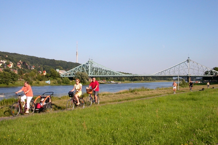 Der Elbradweg am Blauen Wunder in Dresden
