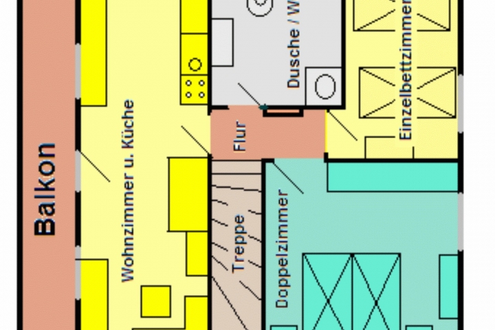 Der Grundriss unserer Ferienwohnung.