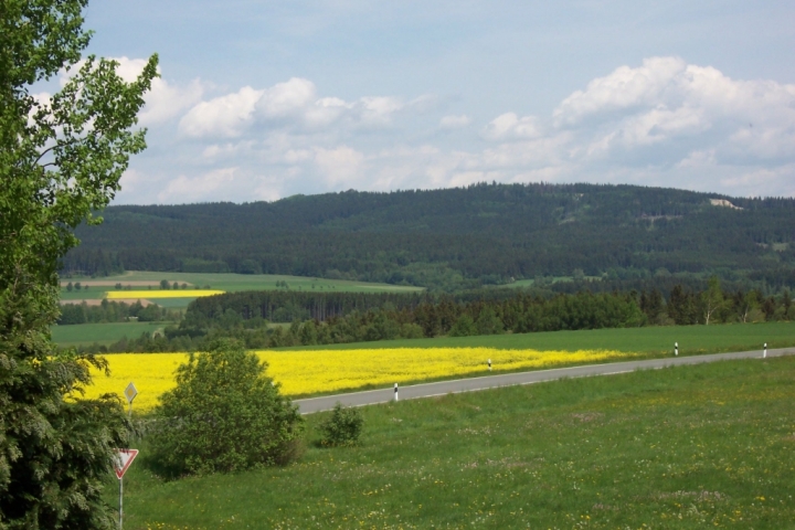 Ausblick vom Balkon auf den Waldstein.
