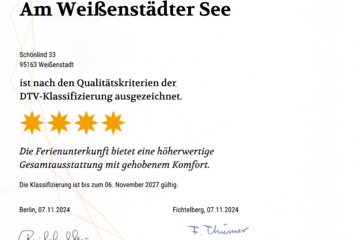 Fristgerecht haben wir unsere Ferienwohnung erneut für 3 Jahre zertifizieren lassen.
