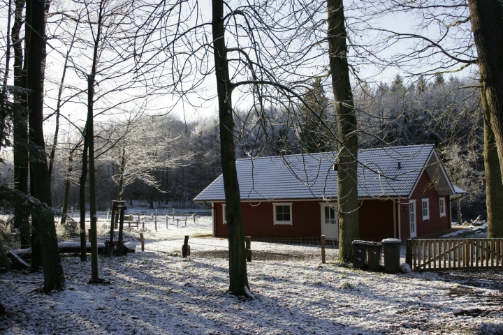 Winterbild vom Haus am Teich