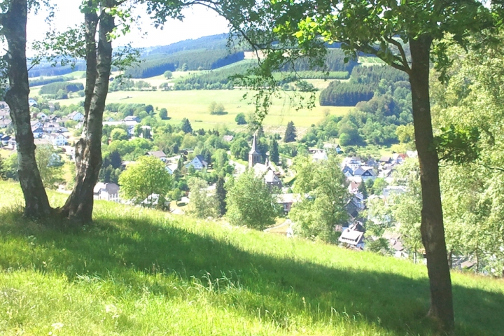 Ansicht auf Züschen von der Kapelle 