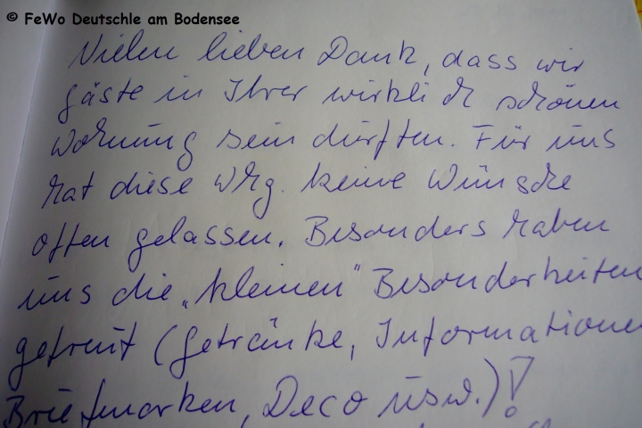 Aus dem Gästebuch der Ferienwohnung: 2 Pers. mit Hund im Januar / Februar.