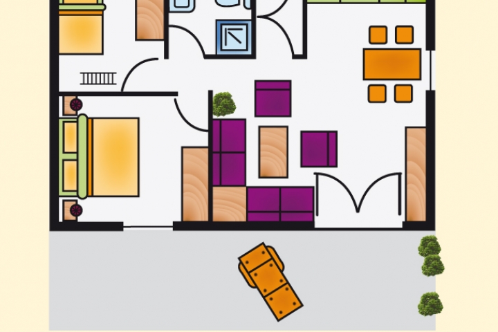 Grundriss Ferienhaus Typ I mit 60 qm