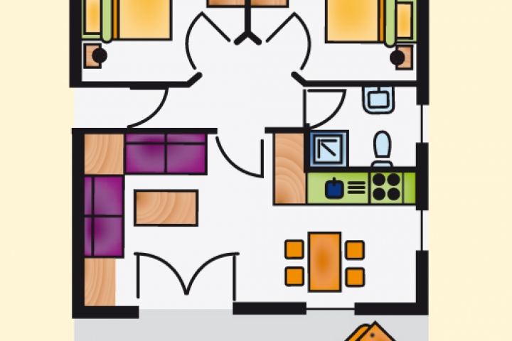 Grundriss Ferienhaus Typ II mit 60 qm