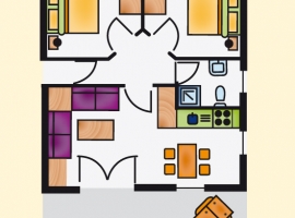 Grundriss Ferienhaus Typ II mit 60 qm