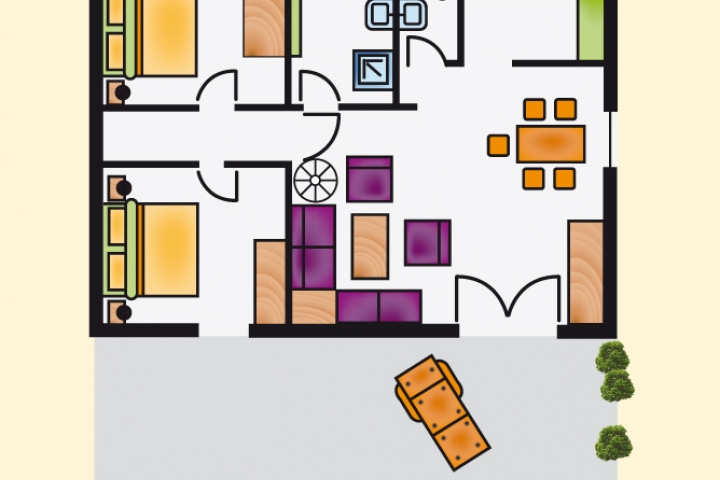 Grundriss Ferienhaus Typ III mit 80 qm