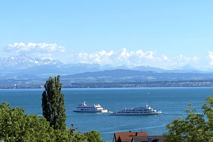 Fantastische Aussicht - mit Schiffen der Bodenseeflotte