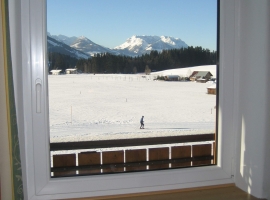 Blick vom Balkon auf das Kaisergebirge