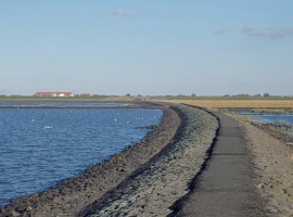 2,5 km langer Wanderweg auf dem Trischendamm ins Wattenmeer