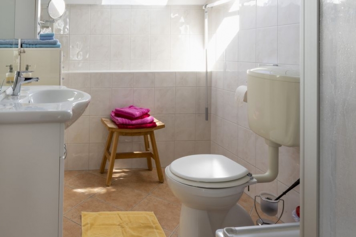 Das Badezimmer im OG mit Dusche und WC