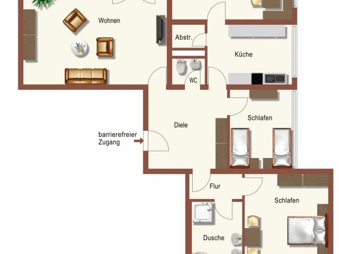 Grundriss der barrierefreien EG Wohnung
