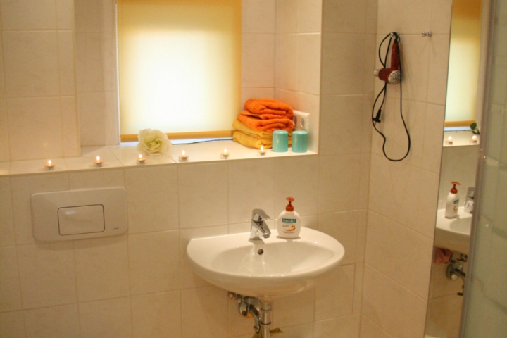 Bad mit Dusche und WC
