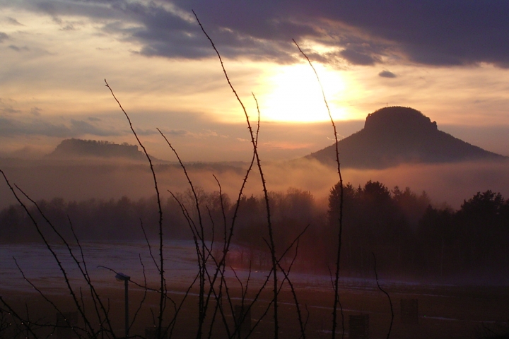 Blick zum Lilienstein und Festung Königstein