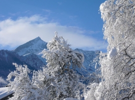 Winterstimmung Blick zur Alpspitze vom  FLORA**** Balkon