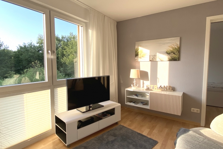 Wohnzimmer mit 40 Zoll TV und DVD / BLU-Ray-Player