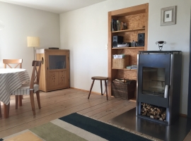 an kalten Tagen strahlt der Kaminofen Wärme aus