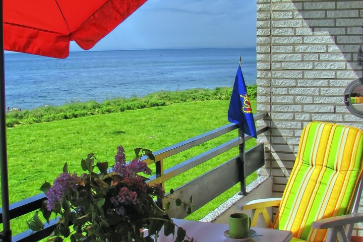 Aussicht vom Balkon, zum Strand nur ca. 30 m 