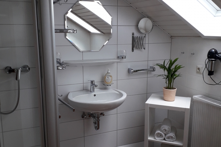 Großzügiges Badezimmer mit Dusche und WC