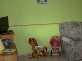 Wohnzimmer mit TV und Spielsachen