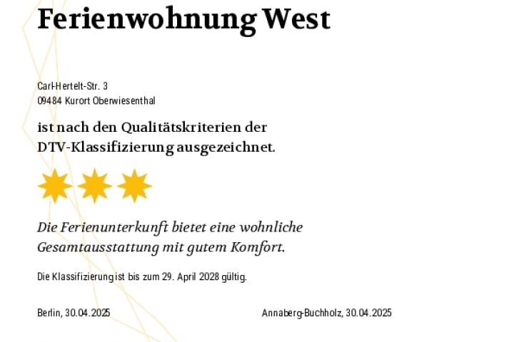 Urkunde FeWo West, 2025