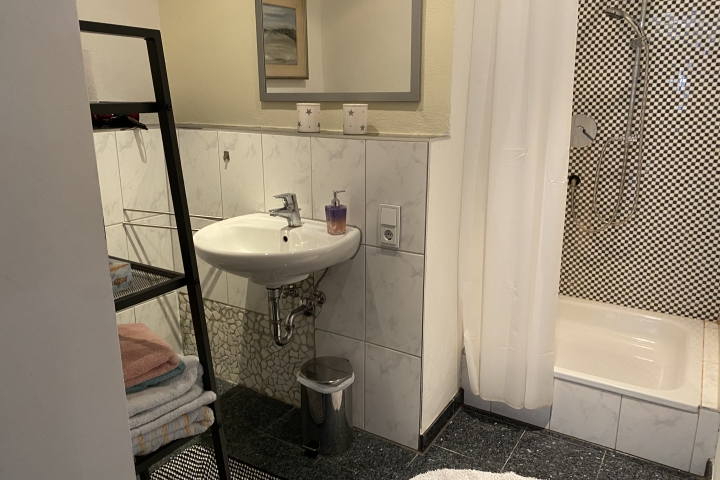 Badezimmer mit Dusche und WC