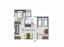Grundriss Ihres Bungalows mit 2 Schlafzimmern 