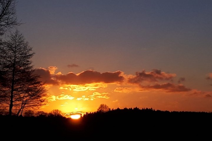 Sonnenuntergang hinterm Haus