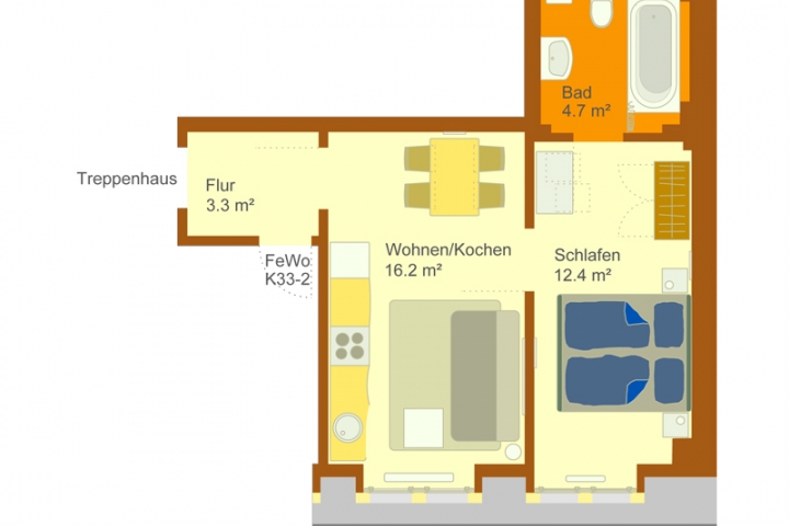 kleine FeWo K33-1 ca. 33qm