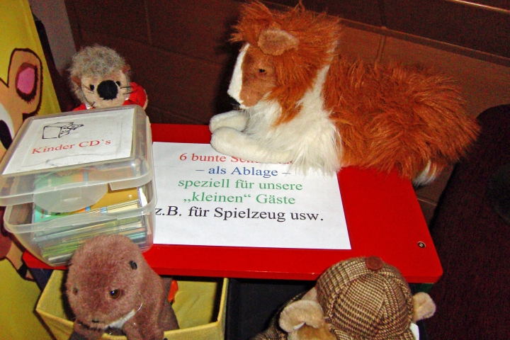 Es sind für unsere kleinen Gäste reichlich Spielsachen vorhanden