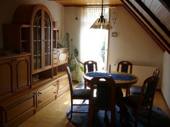 Ferienwohnungen Harzhaus am Brunnen | Wohnzimmer mit Zugang zur Terasse