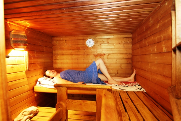 Sauna des Wellness-Bereiches im Souterrain