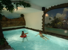 Wellnessbereich im Souterrain zur kostenlosen Nutzung von Schwimmbad, Sauna,  Dampfbad u. Solarium
