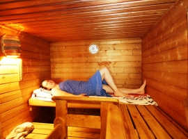 Sauna des Wellness-Bereiches im Souterrain