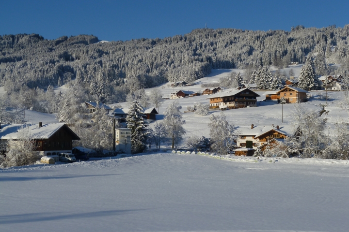 Aussicht vom Balkon im Winter  