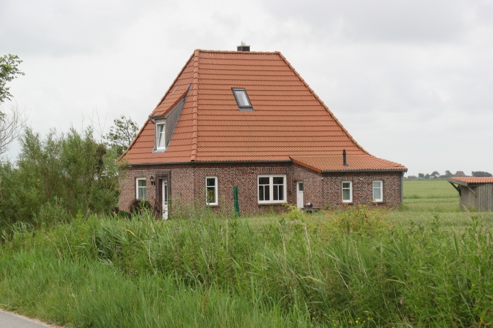 Lüdde Hus Mitteldiek inmitten von Feldern