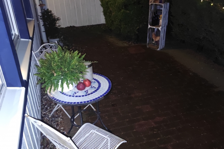Terrasse im Dezember bei Nacht