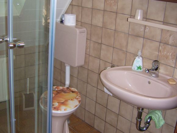 Dusche/WC mit Dachfenster zum öffnen - Handtücher und Badetücher werden kostenlos gestellt.