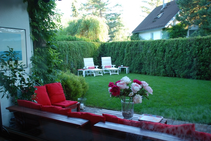 Blick vom Wohnzimmer in den Garten