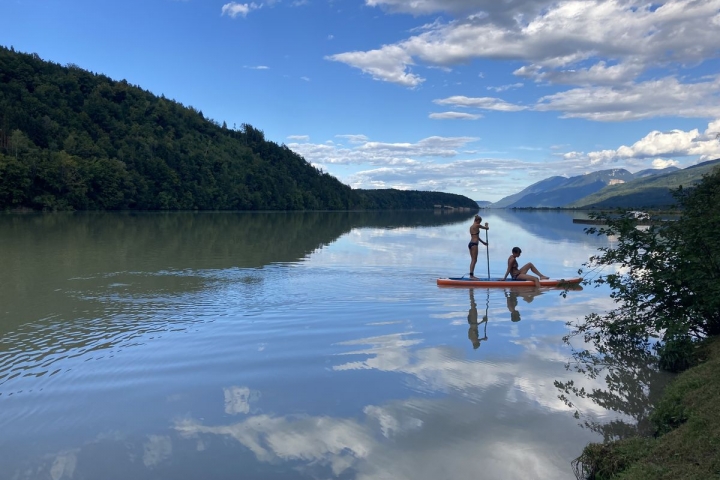 nur ca. 150 m bis zum Drausee - dann los mit dem SUP